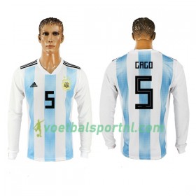 Argentinië Gago 5 Thuis Shirt WK voetbal 2018 L/S